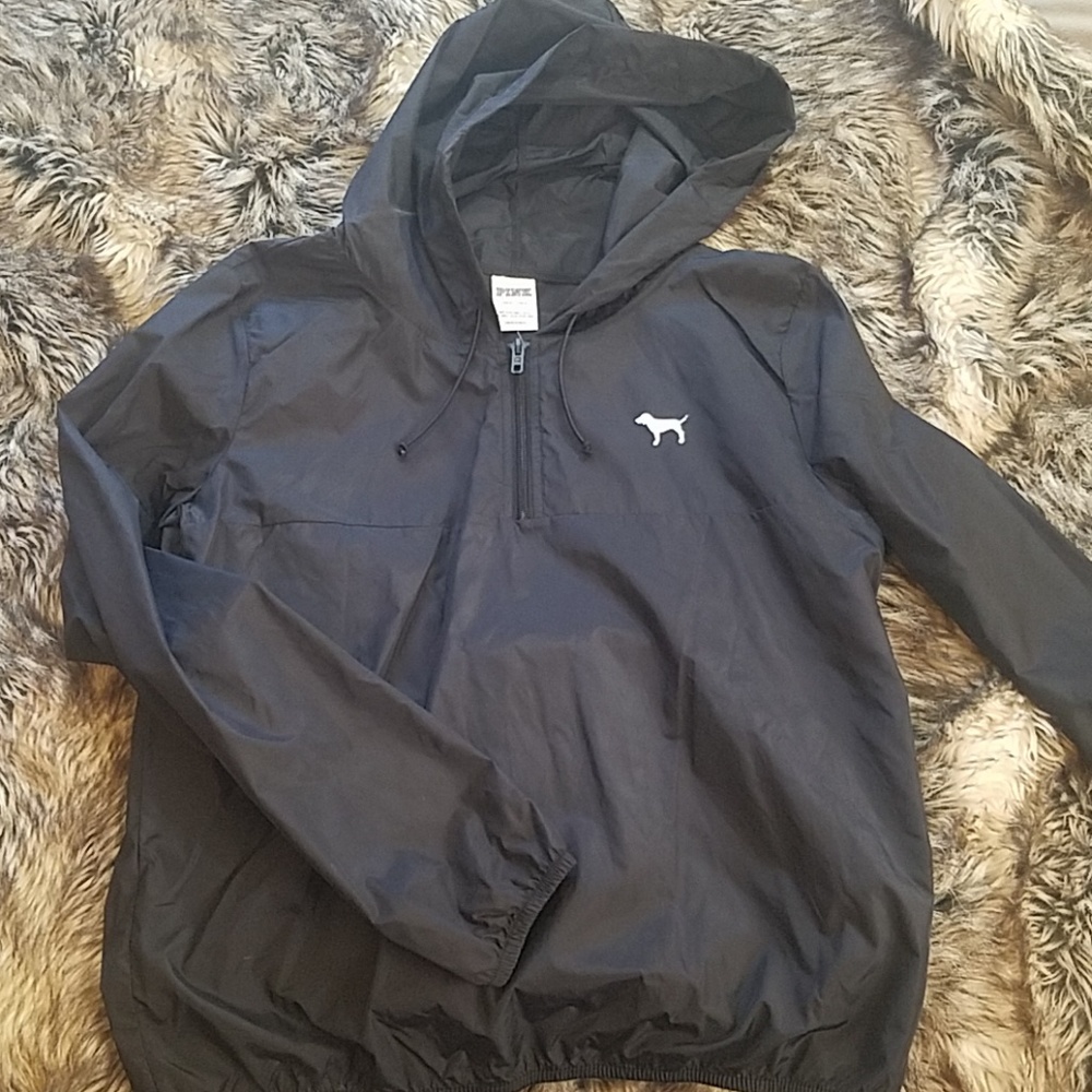 Black Quarter-Zip PINK Windbreaker